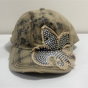 Leader L.O.G.A Hat Cap Adjustable Strap Back Embroidered Logo Distressed Brown